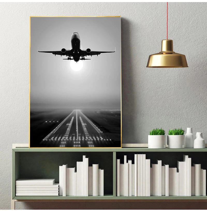 Plane Take Off Paintings Wall Art HD Prints