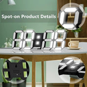 3D LED Digital Wall Clock Desk Alarm Clock with Remote Control
