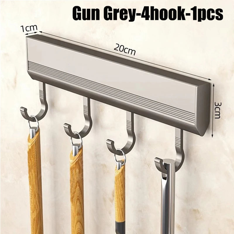 Kitchen Storage Rack Aluminum Alloy Hook Rack Wall Mounted Kitchen