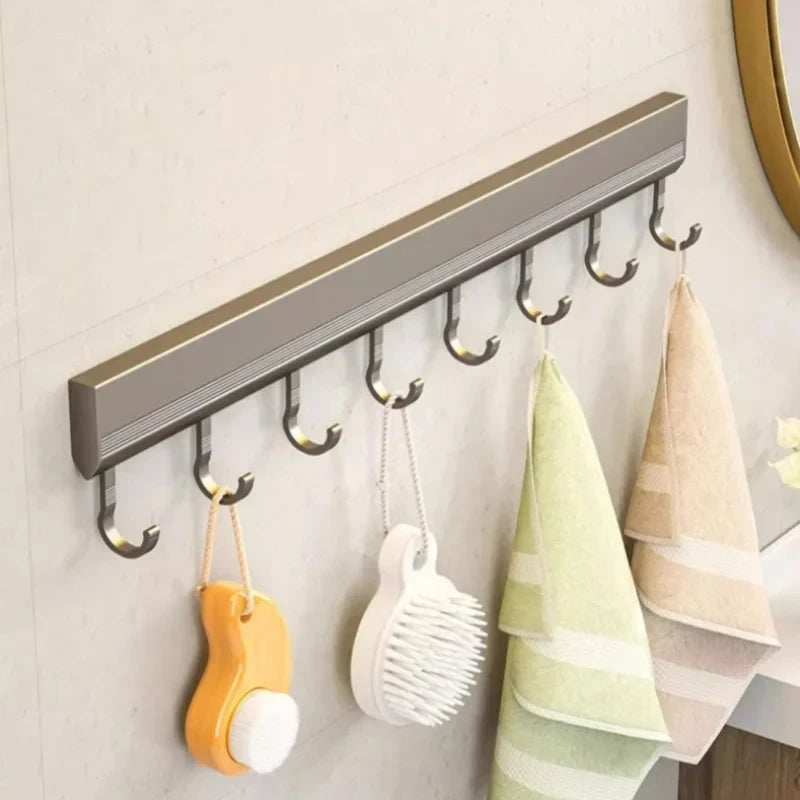 Kitchen Storage Rack Aluminum Alloy Hook Rack Wall Mounted Kitchen