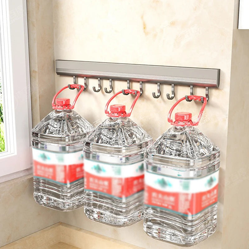 Kitchen Storage Rack Aluminum Alloy Hook Rack Wall Mounted Kitchen