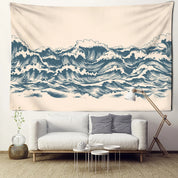 Beige Cartoon Wave Tapestry Wall Hanging Minimalist Wall Art