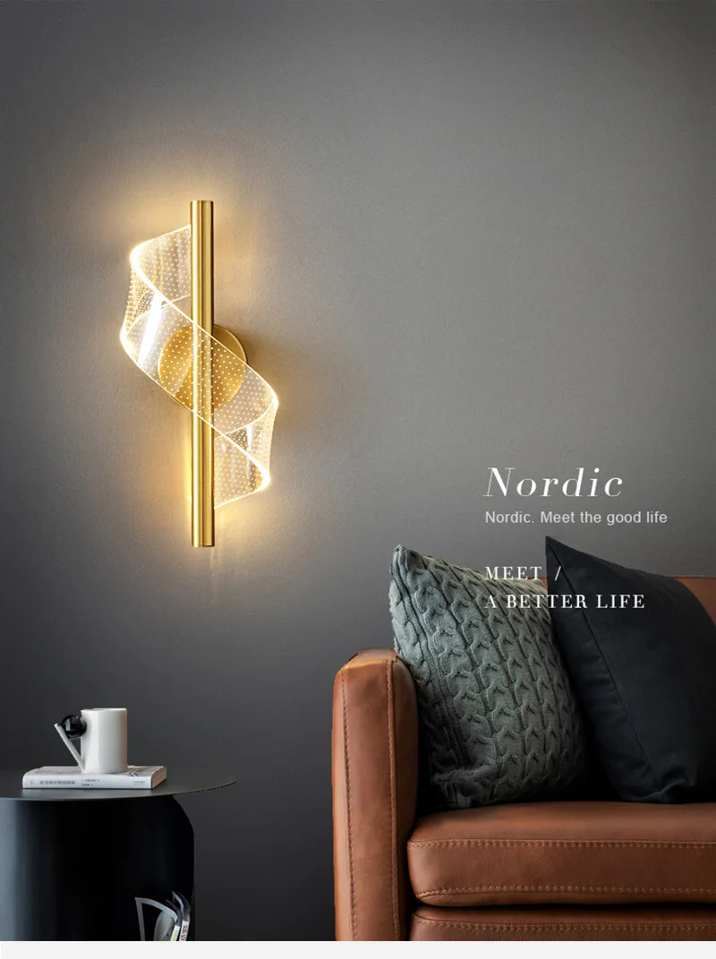 Nordic LED Wall Lamp Indoor Lighting For Bedroom Bedside Parlor