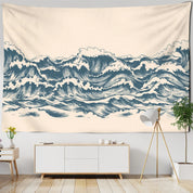 Beige Cartoon Wave Tapestry Wall Hanging Minimalist Wall Art