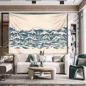Beige Cartoon Wave Tapestry Wall Hanging Minimalist Wall Art