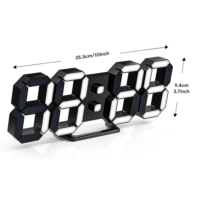 3D LED Digital Wall Clock Desk Alarm Clock with Remote Control