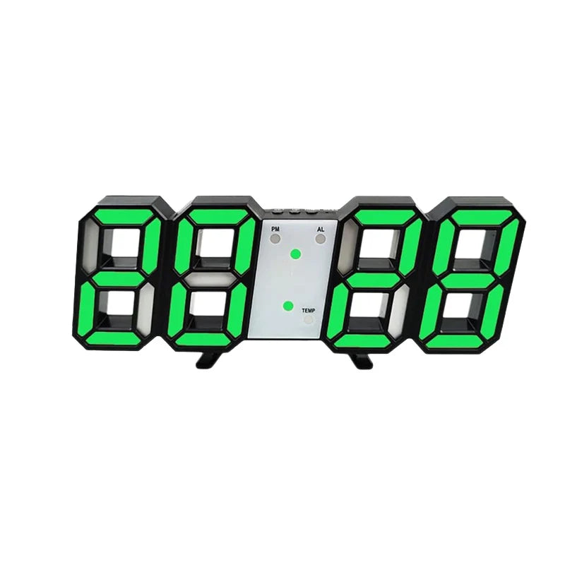 3D LED Digital Wall Clock Desk Alarm Clock with Remote Control