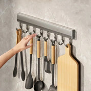 Kitchen Storage Rack Aluminum Alloy Hook Rack Wall Mounted Kitchen