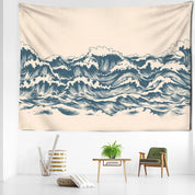 Beige Cartoon Wave Tapestry Wall Hanging Minimalist Wall Art